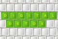 Digital detoxification. The keyboard that says digital detox. The idea of disabling a gadget, a healthy lifestyle, leaving the Int